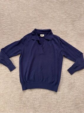 Pact Organic cotton Fine Knit Polo Sweater Blue M